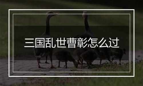 三国乱世曹彰怎么过