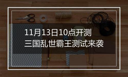 11月13日10点开测三国乱世霸王测试来袭