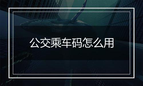 公交乘车码怎么用
