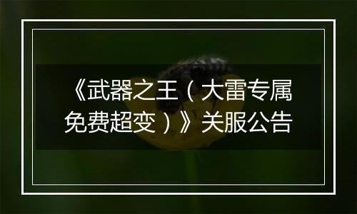 《武器之王（大雷专属免费超变）》关服公告