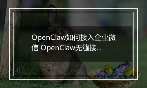 OpenClaw如何接入企业微信 OpenClaw无缝接入企业微信指南