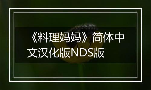《料理妈妈》简体中文汉化版NDS版